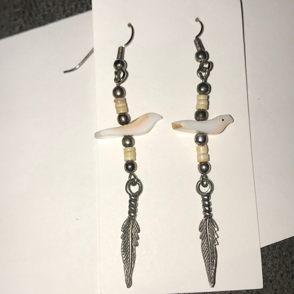 ‼️5/$15‼️Long Dangle Beaded Feather Earrings